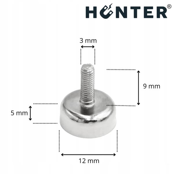 Neodyymimagneetin pidike kotelossa, ulkokierre D12x5mm M3