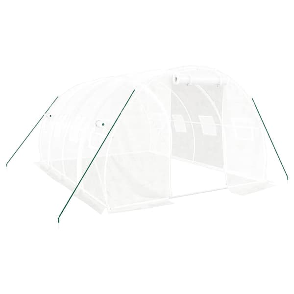 vidaXL Växthus med stålram vit 12 m² 4x3x2 m