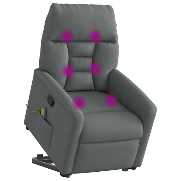 vidaXL Lyftbar massagefåtölj mörkgrå tyg