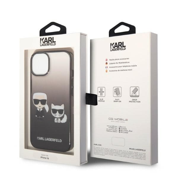 Karl Lagerfeld Ikonik Karl & Choupette-etui til iPhone 14 Plus, sort