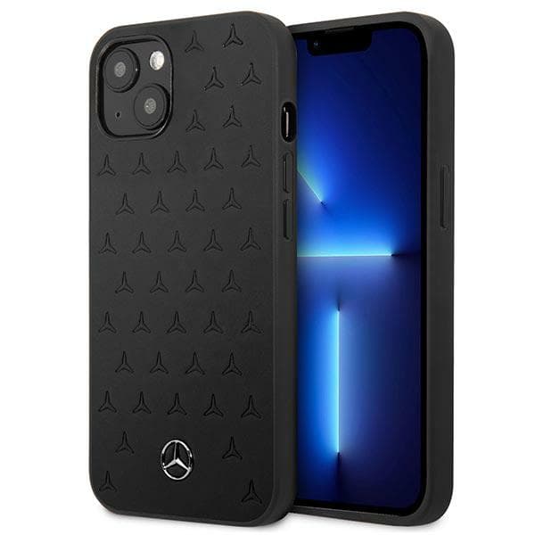 Mercedes Læderetui med Stjernemønster til iPhone 13 mini, Sort