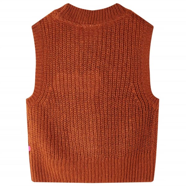 Stickad tröjväst för barn, konjak, 140