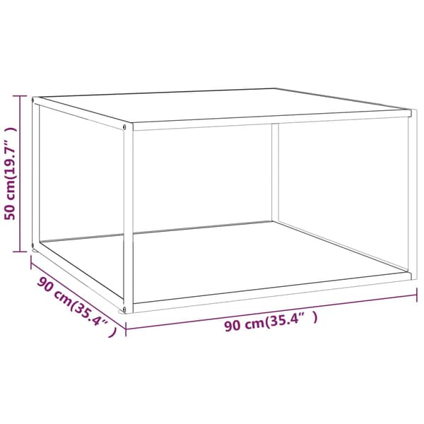 vidaXL Soffbord, vit marmorglas, 90x90x50 cm