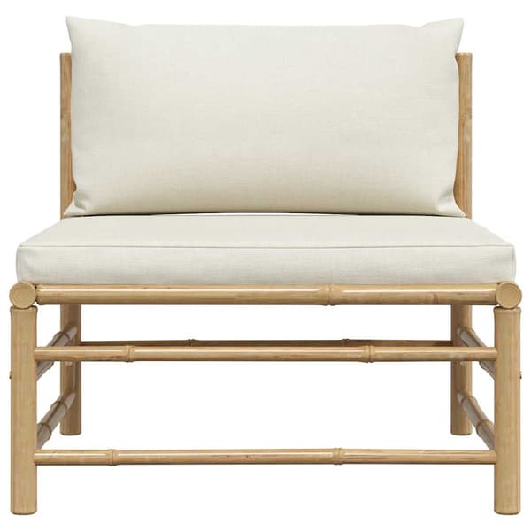 vidaXL havecentersofa, cremefarvede hynder, bambus