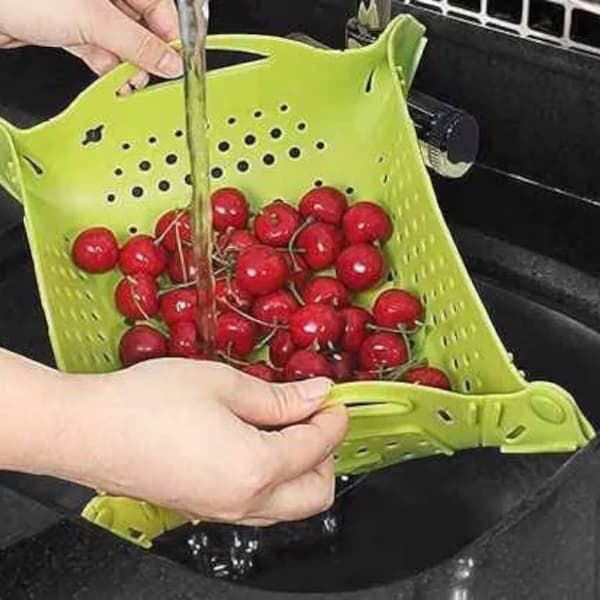 Silikonimatto, kattilan alusta, siivilä, vihreä