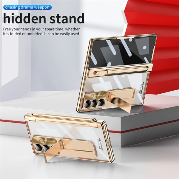 Etui til Samsung Galaxy Z Fold7 5G, med stativ, guld