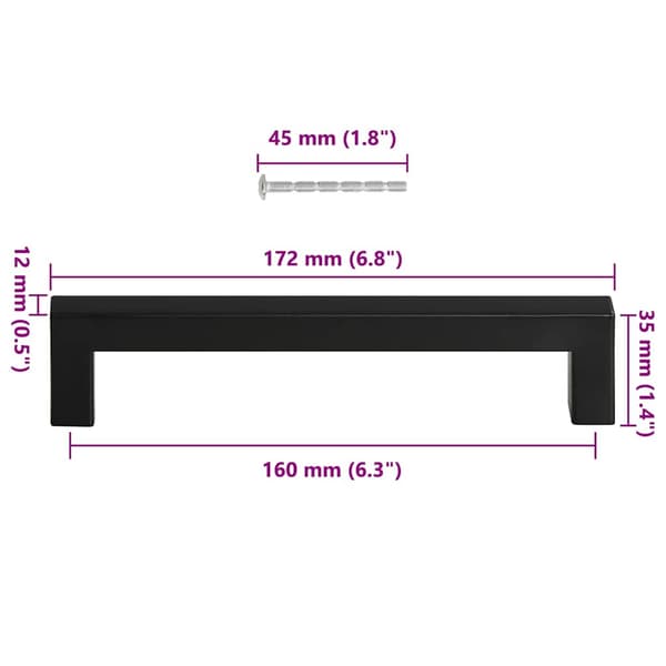 vidaXL skabsgreb 10 stk. sort 160 mm rustfrit stål