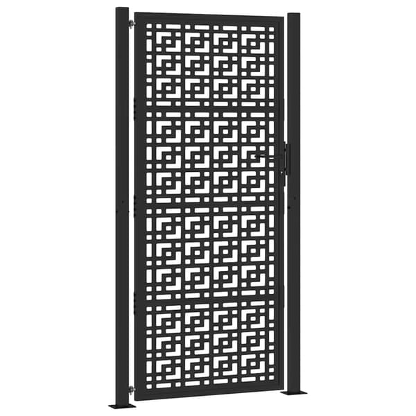 vidaXL havelåge sort 105x205 cm stål krydsdesign