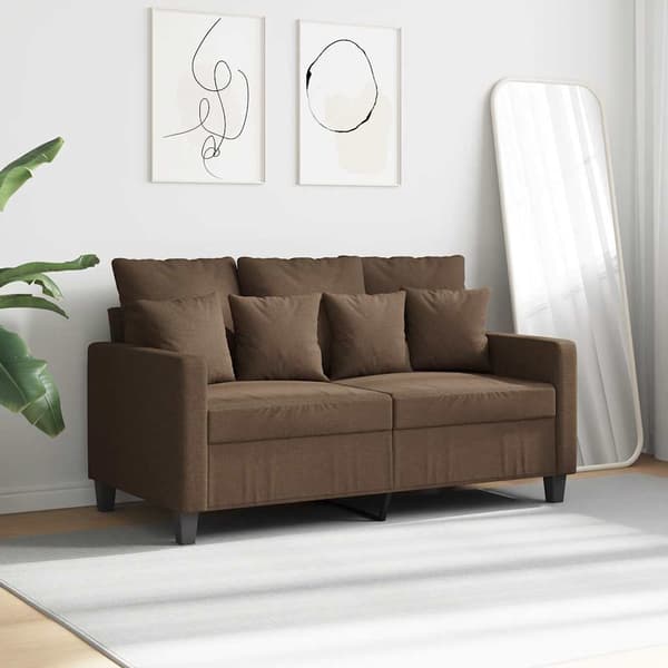 vidaXL 2-sitssoffa, brun, 120 cm, klädd i tyg
