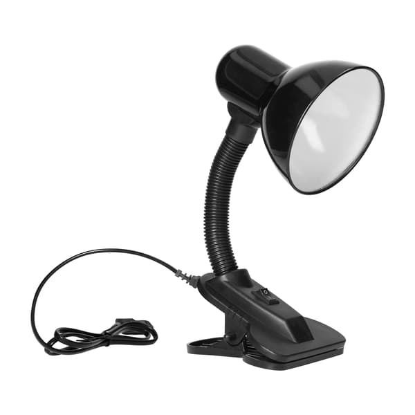 Skrivebordslampe Læselampe med klips til skole Stor gevind E27 Sort