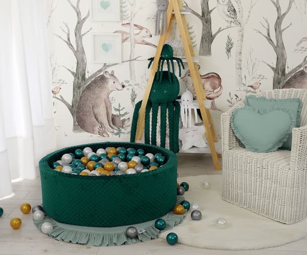 Minky torrpool H-30 cm med 200 bollar - flaskgrön