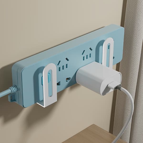2x Vægophæng til router, dekoder, wifi-modem + monteringslim (creme)
