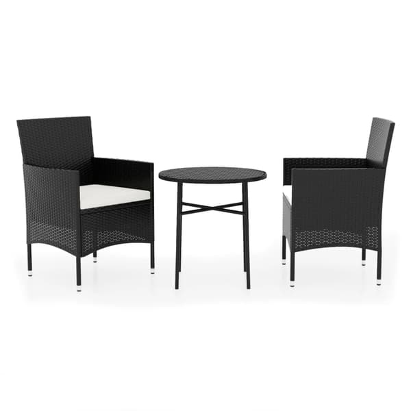 vidaXL havemøbelsæt i 3 dele i polyrattan, sort