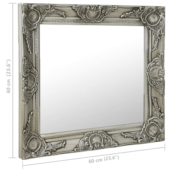 vidaXL Barock väggspegel 60x60 cm silver