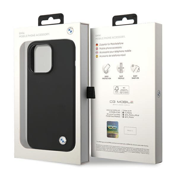 BMW Silikone Metal Logo Cover til iPhone 15 Pro Max, Sort