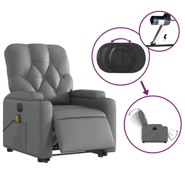 vidaXL Elektrisk vilfåtölj med massage, grå