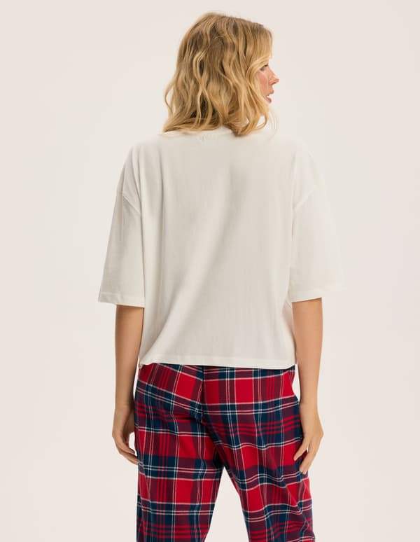 Candy Cane Bloovii Dampyjamas med kort ärm | Vit S