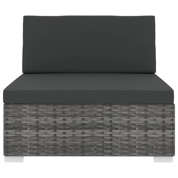 vidaXL Centersofa med hynde, 1 stk., polyrattan, grå