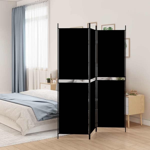 vidaXL 3-panels rumdeler, sort, 150x200 cm, stof