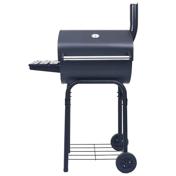vidaXL havegrill med ryger og nederste hylde, sort