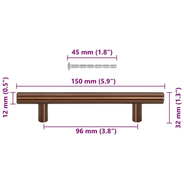 vidaXL skabsgreb 10 stk. bronze 96 mm rustfrit stål