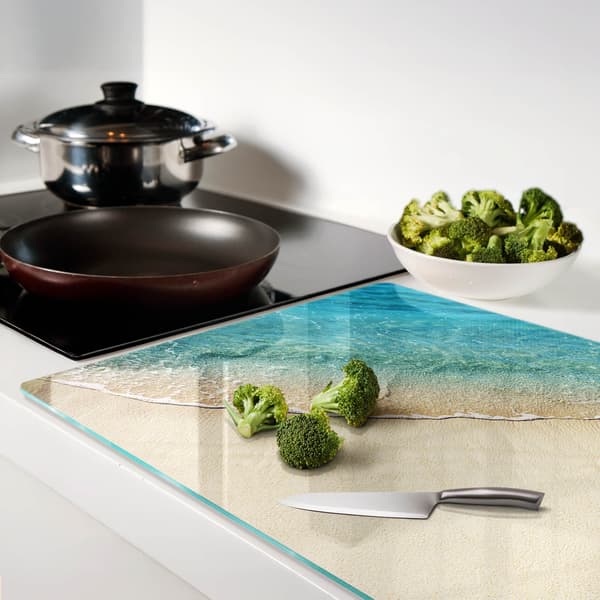 Härdad multifunktionell dekorativ glastavla Beach Wave 80x52 cm