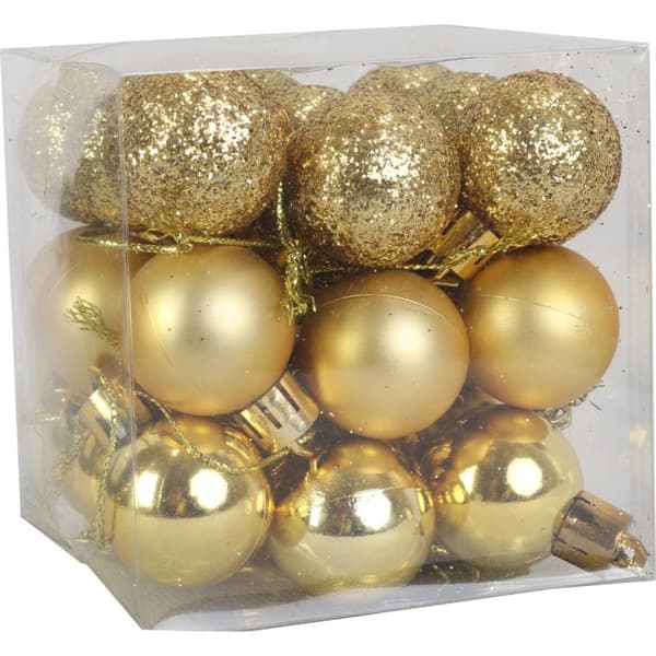 Set med 27 plastkulor 2 cm guld