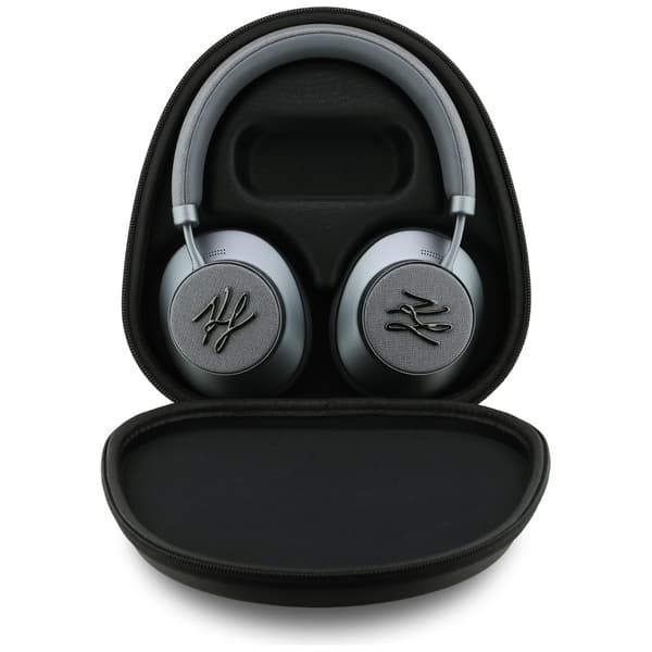 Karl Lagerfeld Grained Initials Bluetooth ANC Over-Ear Hovedtelefoner Grå