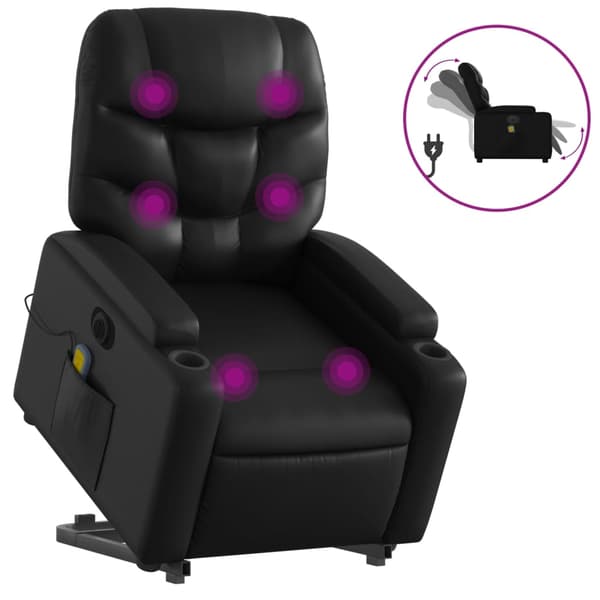 vidaXL elektrisk lænestol med massage, sort