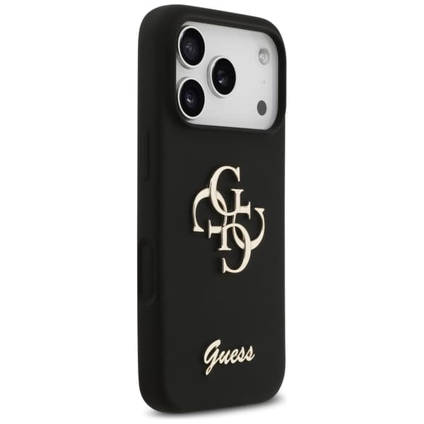 Guess Big 4G Script -silikonikuori iPhone 17 Prolle, musta