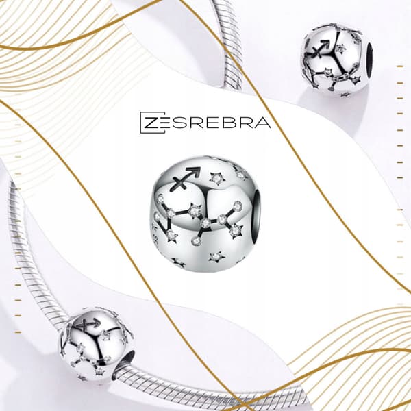 Skytten stjärntecken berlocker silver 925 silver runda pärlberlocker 925