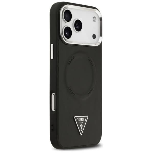 Guess Triangle Logo MagSafe -kotelo iPhone 17 Pro Maxille, musta