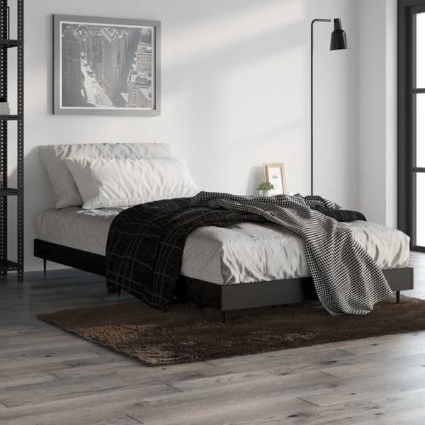 vidaXL sengestel sort 90x200 cm træbaseret materiale