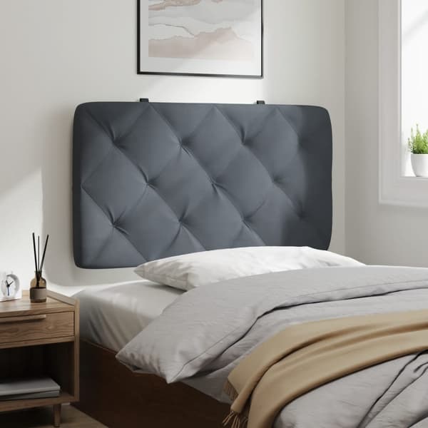 vidaXL Sängynpäädyn tyyny, tummanharmaa, 90 cm, sametti