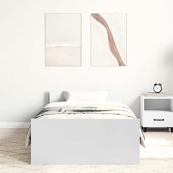 vidaXL Sängram vit 75x190 cm träbaserat material