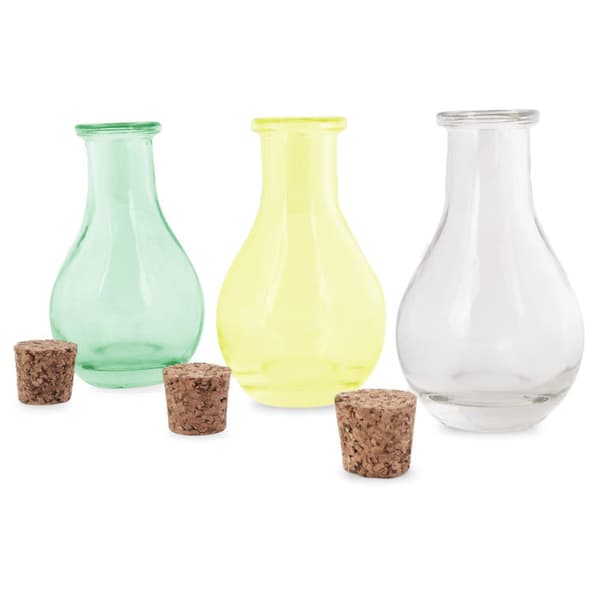 Turkosa dekorativa glasflaskor / minivaser, 3 stycken