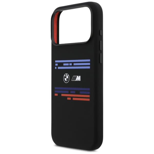 BMW M Silicon Horizontal Line MagSafe -kotelo iPhone 17 Pro Maxille, musta