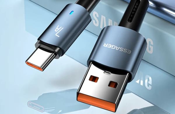 ESSAGER hurtigt USB A til C-kabel 2 meter 7A, 100W 2 m. SORT
