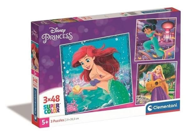 Pussel 3x48 Superfärgade Prinsessor
