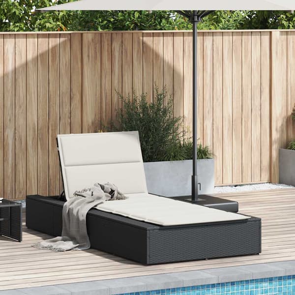 vidaXL liggestol med flydende hynde sort polyrattan