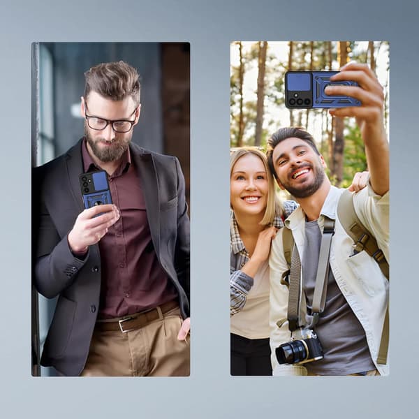 Pansret cover til Samsung Galaxy A17 5G, CamShield Slide, blå