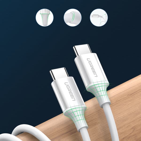 USB-C - USB-C PD QC AFC-kabel 1,5 m - vit