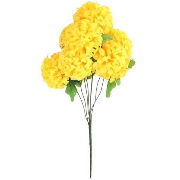 Buket med 9 store gule chrysanthemum 62 cm