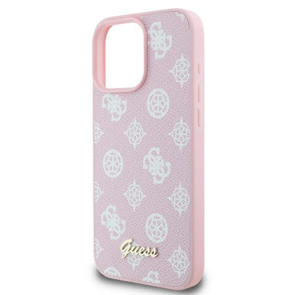 Guess Peony Script Logo MagSafe-skal till iPhone 16 Pro, rosa