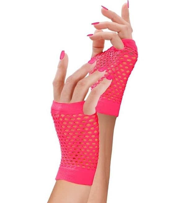 Neonrosa fingerlösa handskar