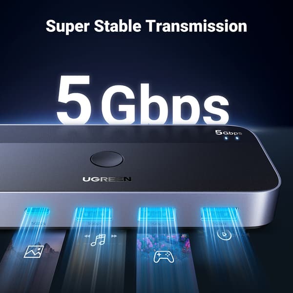 2-i-4-switch för 2 datorer USB 3.0 + 2x USB-A-kabel svart