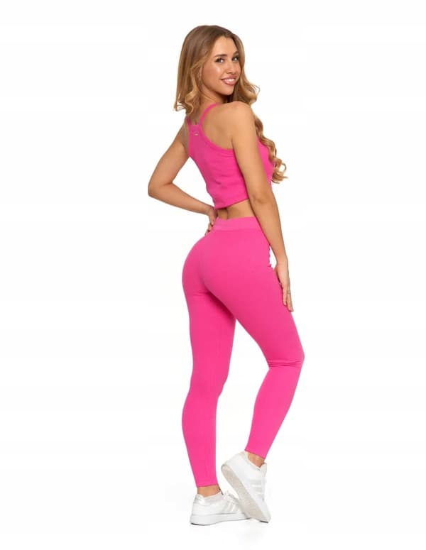 Dameleggings i bomuld med bred elastisk linning, elastisk pasform, MORAJ M FUCHSIA