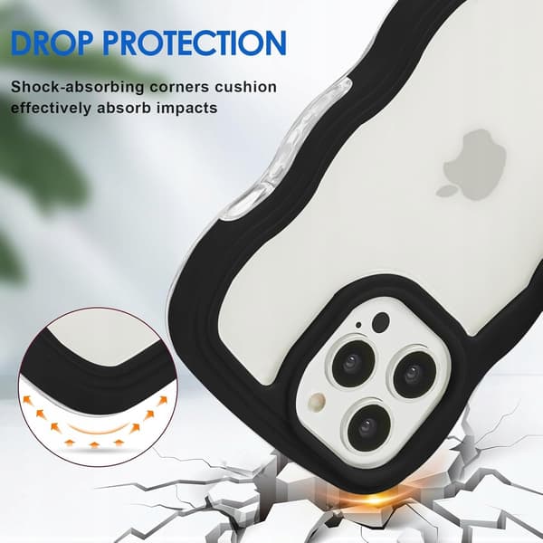 iPhone 14 Pro Max sort cover med bølget silikone