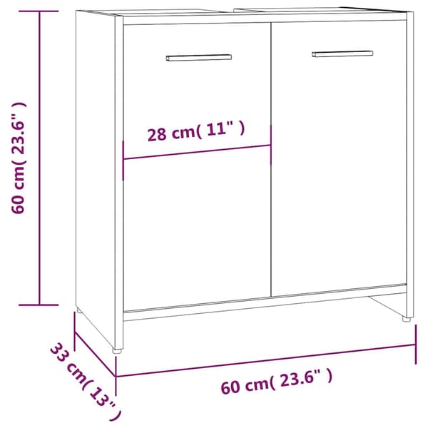 vidaXL badeværelsesskab røget eg 60x33x60 cm