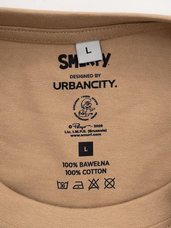 Oversize T-shirt för män Beige Smurfar Pixel Clapper L